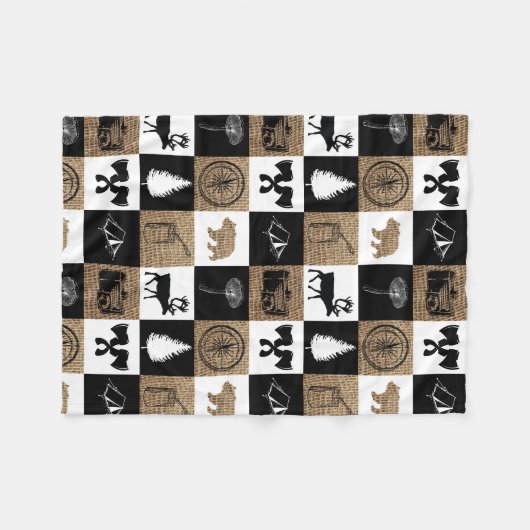 Rustic Camping Outdoor Adventure Fleece Deken (Voorkant (Horizontaal))