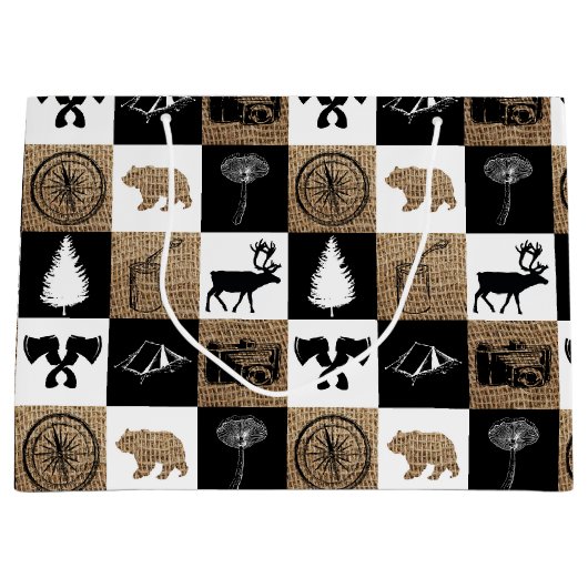 Rustic Camping Outdoor Adventure Groot Cadeauzakje (Voorkant)