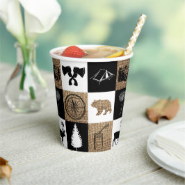 Rustic Camping Outdoor Adventure Papieren Bekers