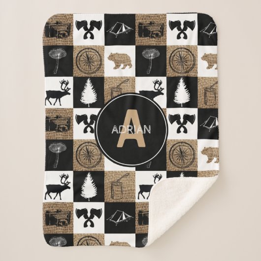 Rustic Camping Outdoor Adventure Sherpa Deken (Voorkant)