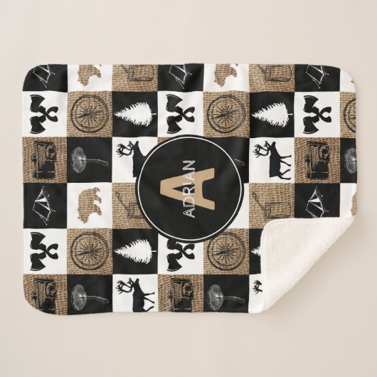 Rustic Camping Outdoor Adventure Sherpa Deken (Voorkant (horizontaal))