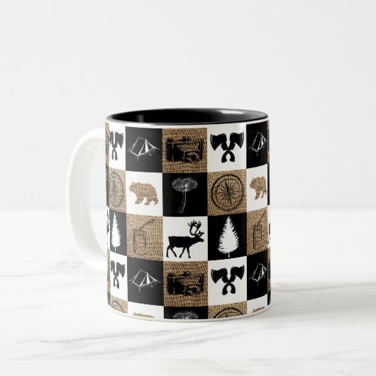 Rustic Camping Outdoor Adventure Tweekleurige Koffiemok (Voorkant links)