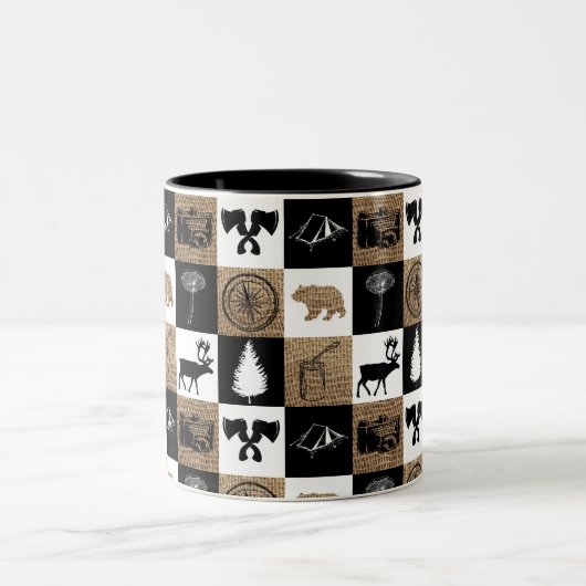 Rustic Camping Outdoor Adventure Tweekleurige Koffiemok (Center)