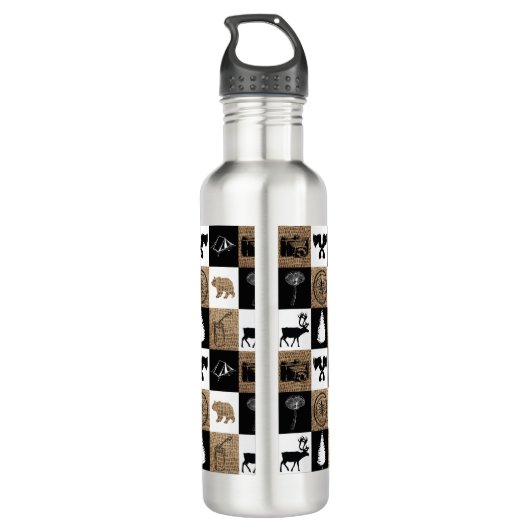 Rustic Camping Outdoor Adventure Waterfles (Achterkant)