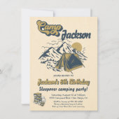 Rustic Camping Sleepover Birthday Party Kaart (Voorkant)