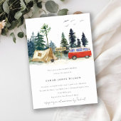 Rustic Camping Waterverf Pine Forest Baby shower Kaart