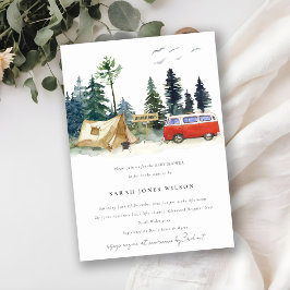 Rustic Camping Waterverf Pine Forest Baby shower Kaart