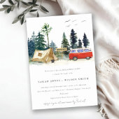 Rustic Camping Waterverf Pine Forest Verloving Kaart