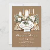Rustic Candlelight Christmas Dinner Invite Kaart (Voorkant)