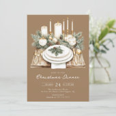 Rustic Candlelight Christmas Dinner Invite Kaart (Staand voorkant)