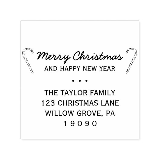 Rustic Candy Cane kerstareadres Zelfinktende Stempel (Design)