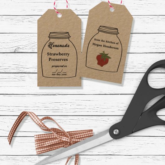 Rustic Canning Jar Label aardbei Cadeaulabel