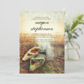 Rustic Canoe Waterfront Herfst Vrijgezellenfeest Kaart (Staand voorkant)