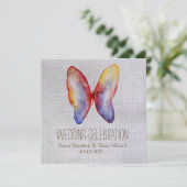 Rustic Canvas , Butterfly Wedding Invitation Kaart (Staand voorkant)