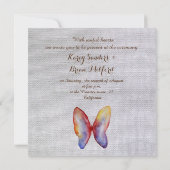 Rustic Canvas , Butterfly Wedding Invitation Kaart (Achterkant)