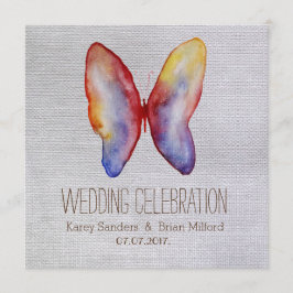 Rustic Canvas , Butterfly Wedding Invitation Kaart
