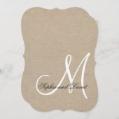 Rustic Canvas Wedding Custom Monogram Uitnodiging (Voorkant / Achterkant)