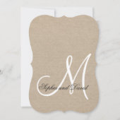 Rustic Canvas Wedding Custom Monogram Uitnodiging (Voorkant)