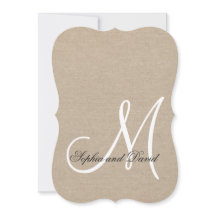 Rustic Canvas Wedding Custom Monogram Uitnodiging