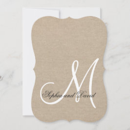 Rustic Canvas Wedding Custom Monogram Uitnodiging