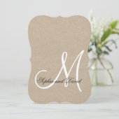 Rustic Canvas Wedding Custom Monogram Uitnodiging (Staand voorkant)