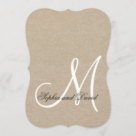 Rustic Canvas Wedding Custom Monogram Uitnodiging