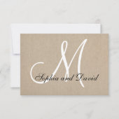 Rustic Canvas Wedding RSVP Monogram Kaart (Voorkant)