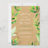 Rustic Cardboard Waterverf Greenery Wedding Kaart (Voorkant)
