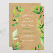 Rustic Cardboard Waterverf Greenery Wedding Kaart (Voorkant / Achterkant)