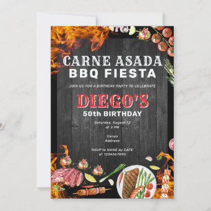 Rustic Carne Asada Mexicaanse BBQ Verjaardagsfeest Kaart