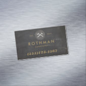 Rustic Carpenter Hammer Saw Construction Logo Busi Magnetisch Visitekaartje (Voorbeeld)