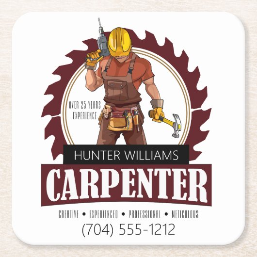 Rustic Carpenter Tools Woodworking Kartonnen Onderzetters (Voorkant)