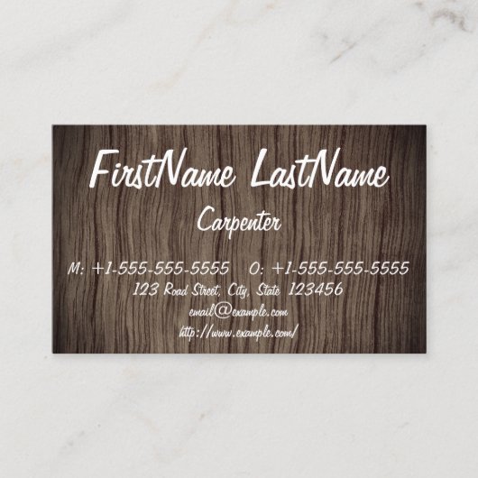 Rustic Carpenter / Woodworkprofielkaart Visitekaartje (Voorkant)
