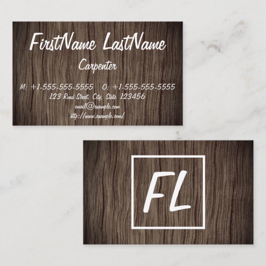 Rustic Carpenter / Woodworkprofielkaart Visitekaartje (Voorkant / Achterkant)