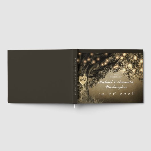  Rustic Carved Oak Tree Wedding Gastenboek (Volledig)
