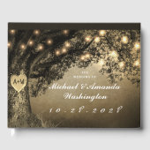  Rustic Carved Oak Tree Wedding Gastenboek (Voorkant)