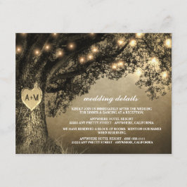 Rustic Carved Oak Tree Wedding Informatiekaartje