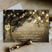 Rustic Carved Oak Tree Wedding Invitations Kaart