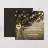  Rustic Carved Oak Tree Wedding Invitations Kaart (Voorkant / Achterkant)