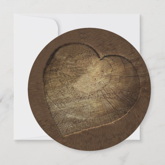 Rustic Carved Tree Slice Wedding Invitations Kaart (Achterkant)