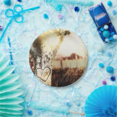 Rustic Carved Tree & String Lights Country Wedding Papieren Bordje (Feest)