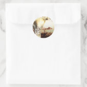 Rustic Carved Tree & String Lights Country Wedding Ronde Sticker (Tas)