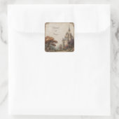 Rustic Castle Forest bruiloft Vierkante Sticker (Tas)