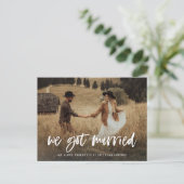 Rustic Casual Script Photo Elopement Aankondiging Briefkaart (Staand voorkant)