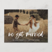 Rustic Casual Script Photo Elopement Aankondiging Briefkaart (Voorkant)
