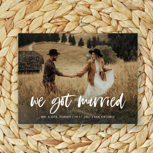 Rustic Casual Script Photo Elopement Aankondiging Briefkaart