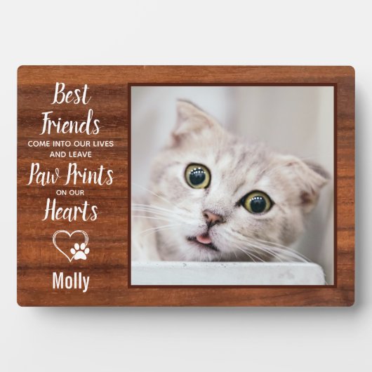 Rustic Cat Memorial Pet Foto Fotoplaat (voorkant)