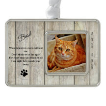 Rustic Cat Memorial Photo Quote Ornament