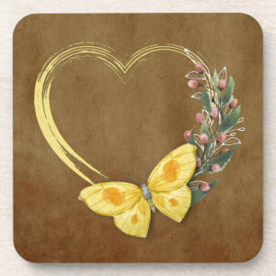 Rustic Celebration Heart & Butterfly Favor Onderze Bier Onderzetter