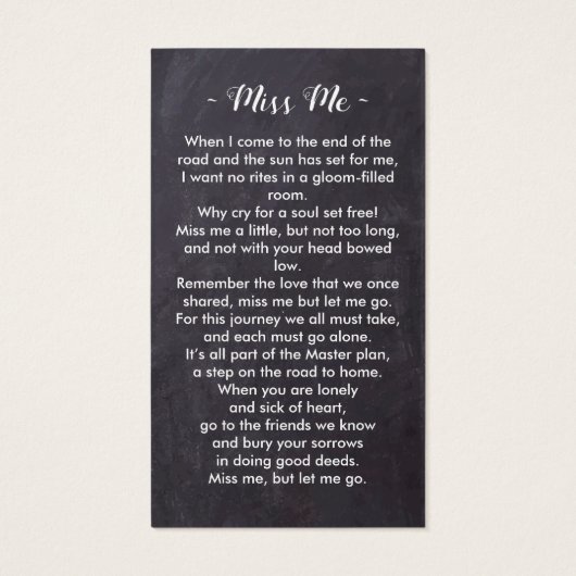 Rustic Celebration of Life Memorial Prayer Kaart (Achterkant)